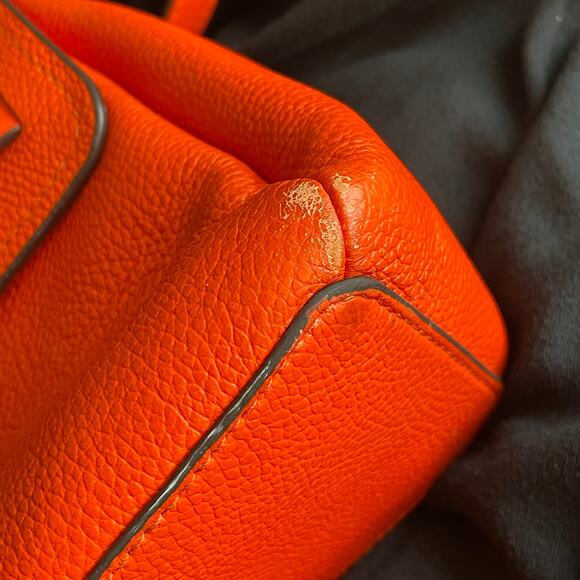 Michael Kors Addison Small Messenger Bag Womens Orange Pebbled Leather Purse - Picture 8 of 10